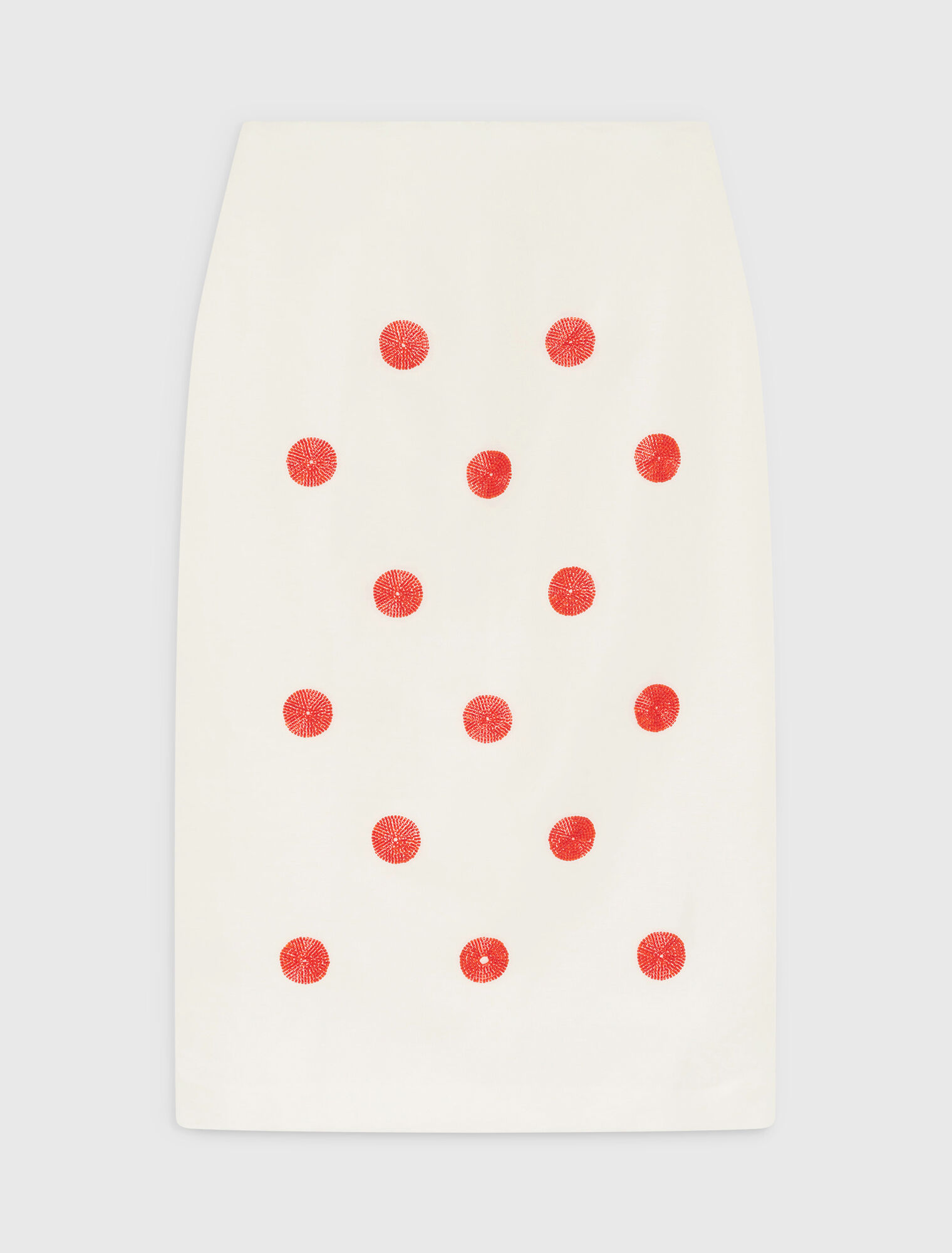 Embroidered linen-silk pencil skirt
