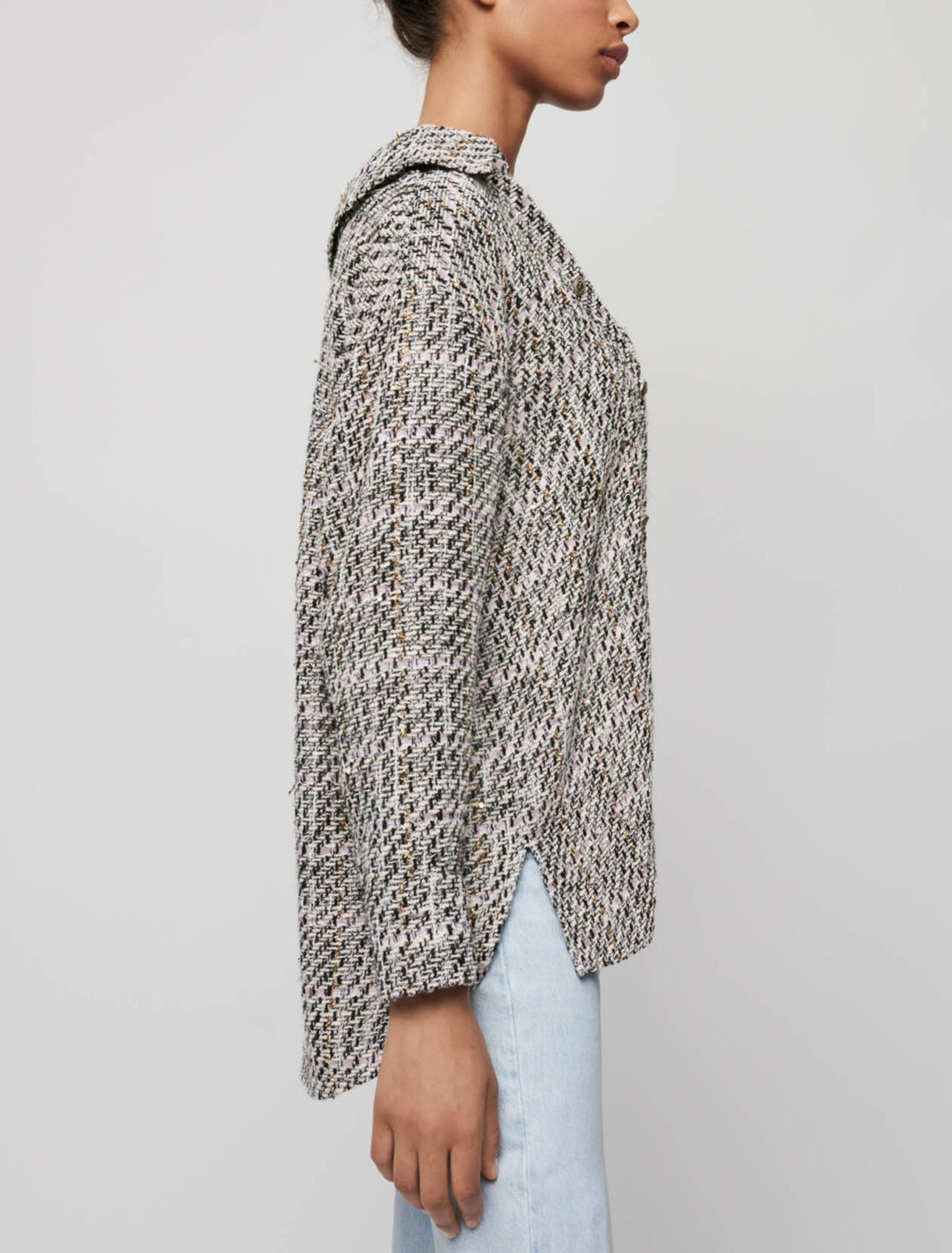 Trompe-l'oeil tweed shirt