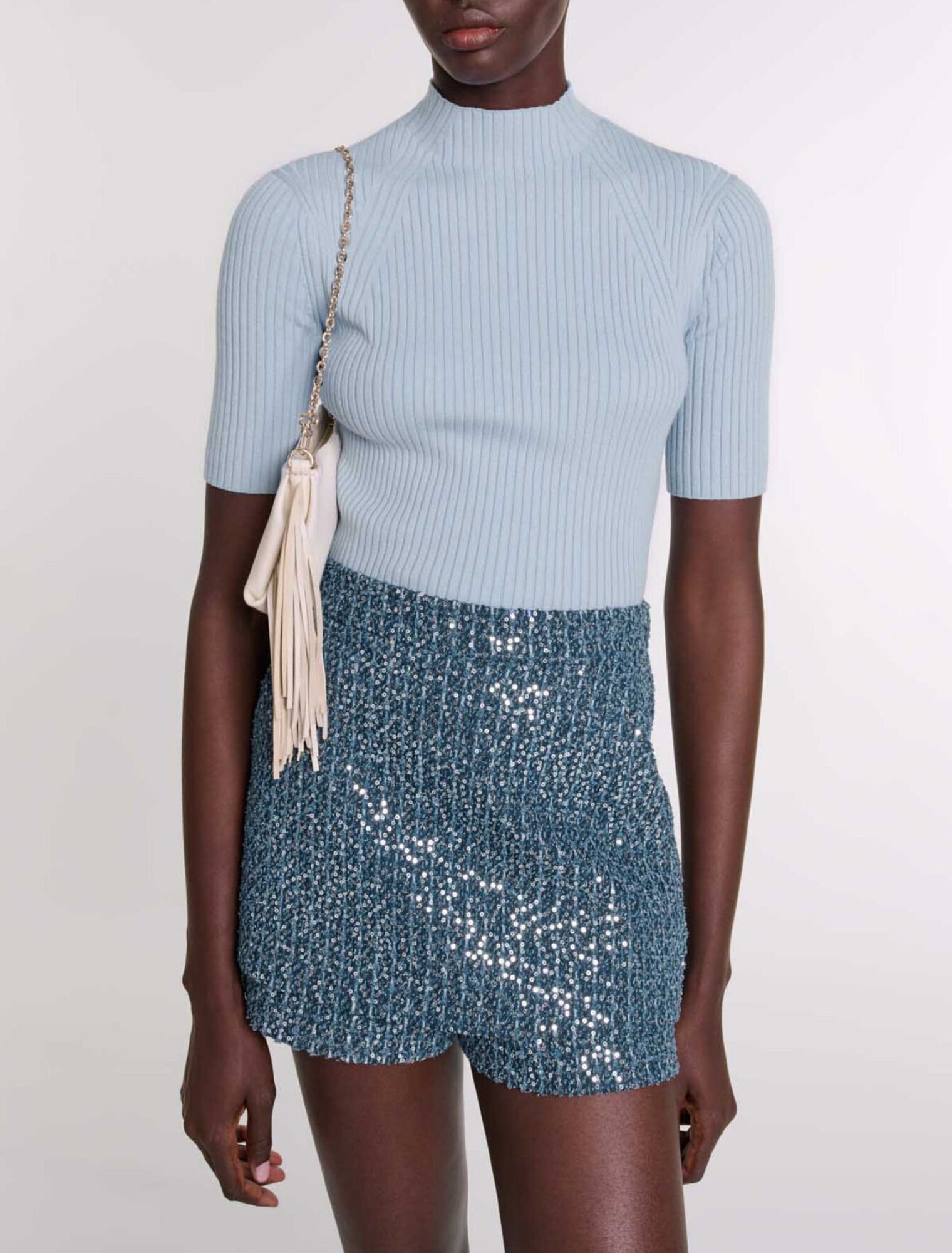 Cotton and silk ribbed top