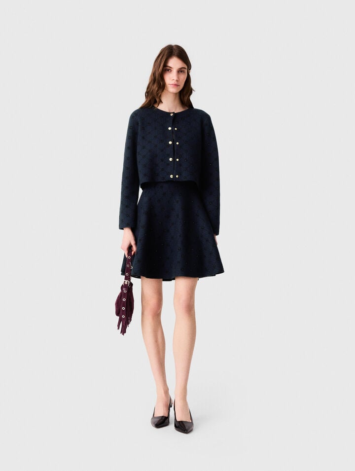 Jacquard cardigan with sequins