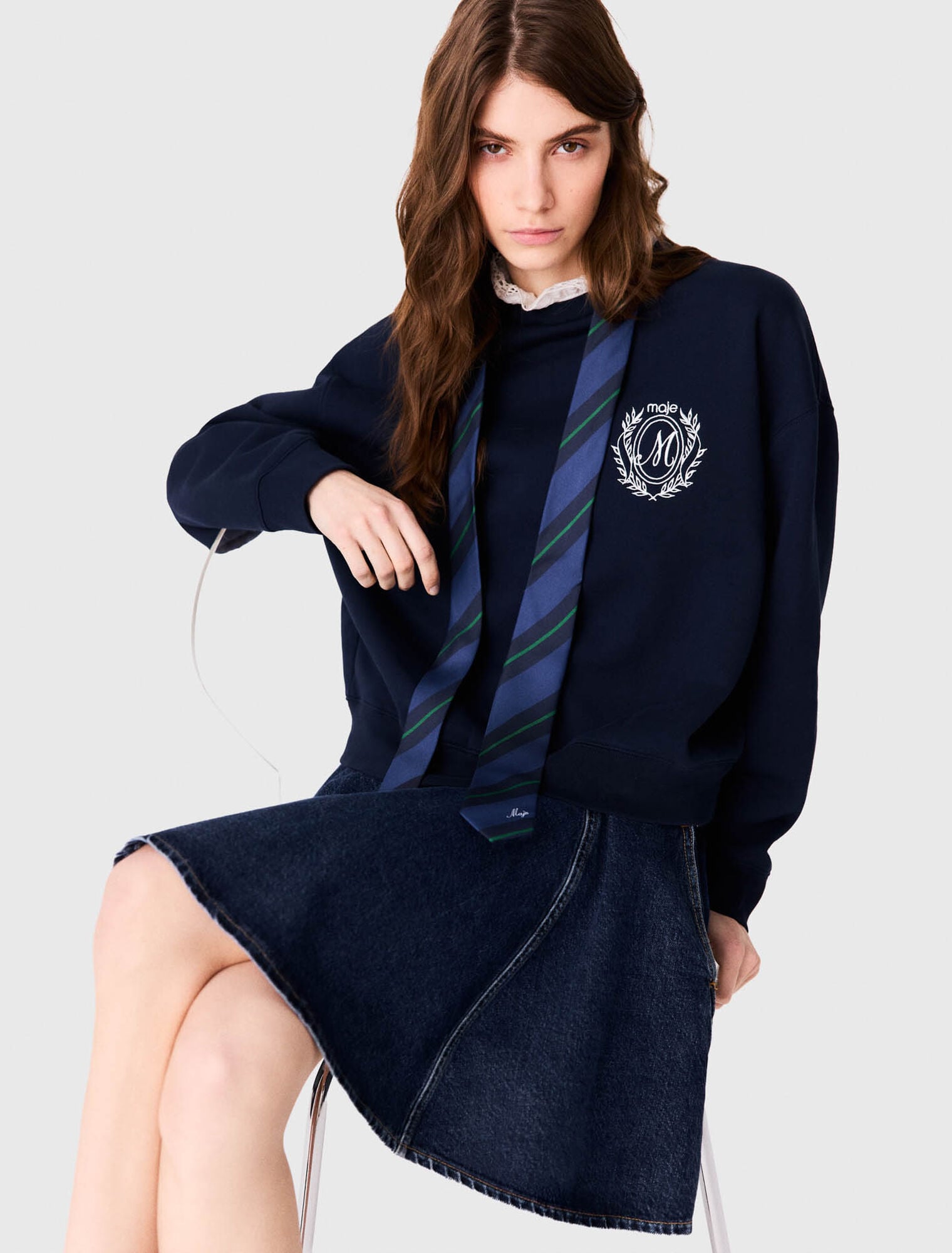 Sweatshirt with poplin details