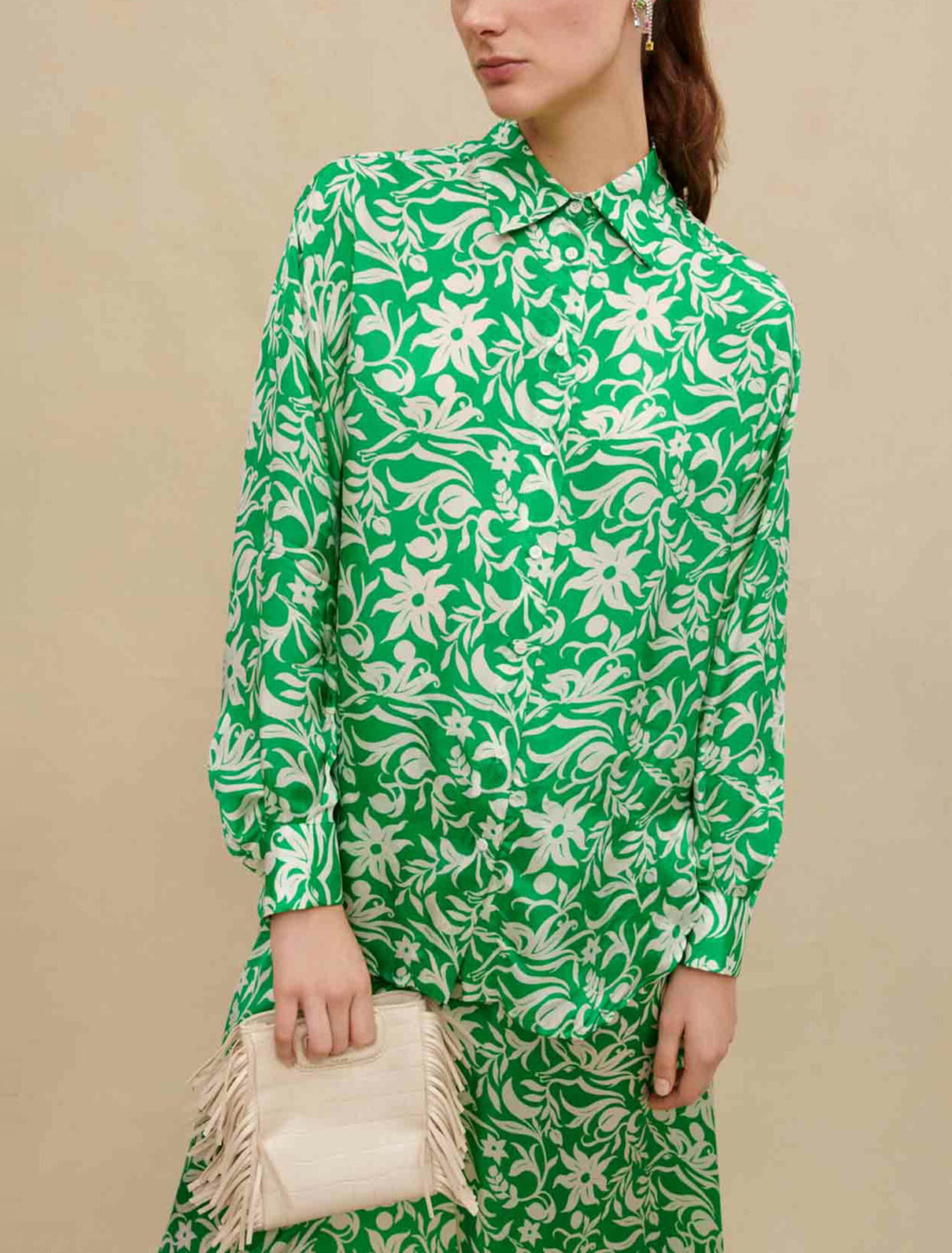 Printed satin shirt