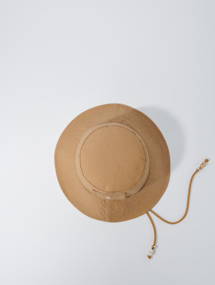 Beaded drawstring bucket hat