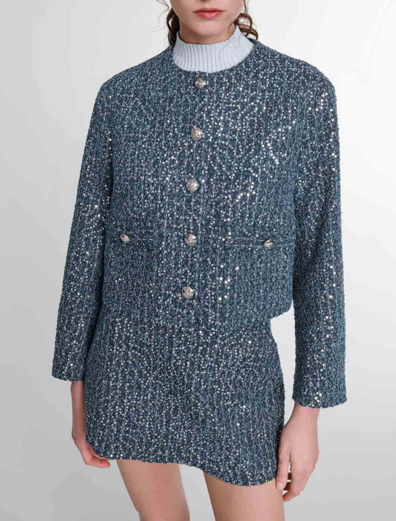 Sequinned tweed jacket