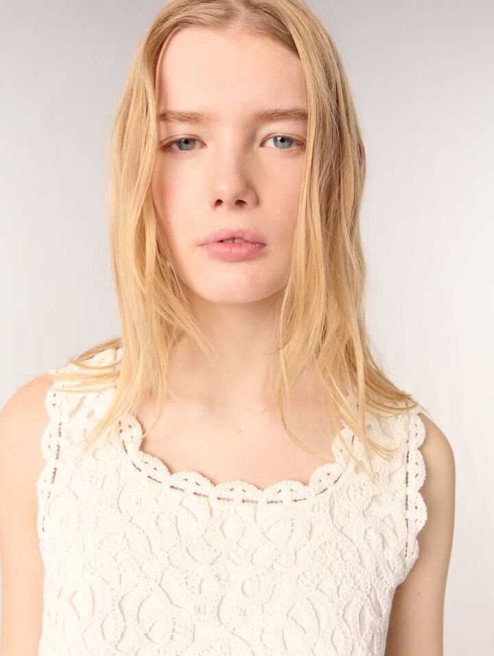Crochet-knit top