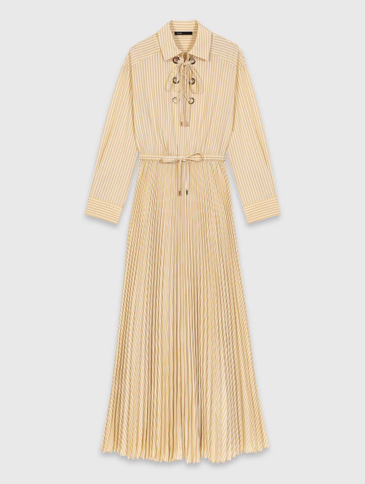 Eyelet pleated maxi dress