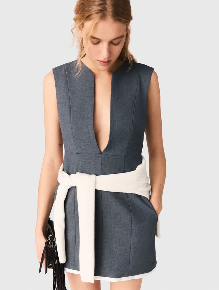 Layered-effect tailored dress