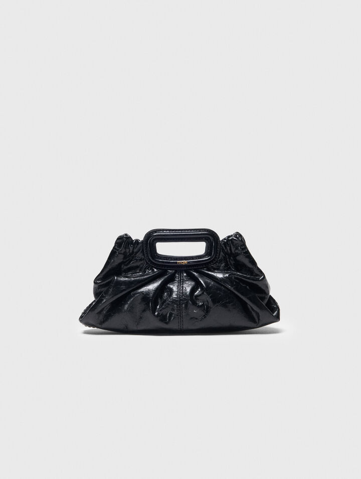 Mini crackled leather clutch
