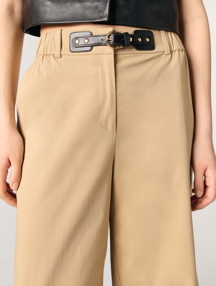 Wide-leg cotton trousers