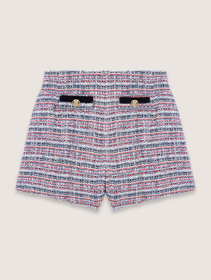 Tweed shorts with contrasting trim