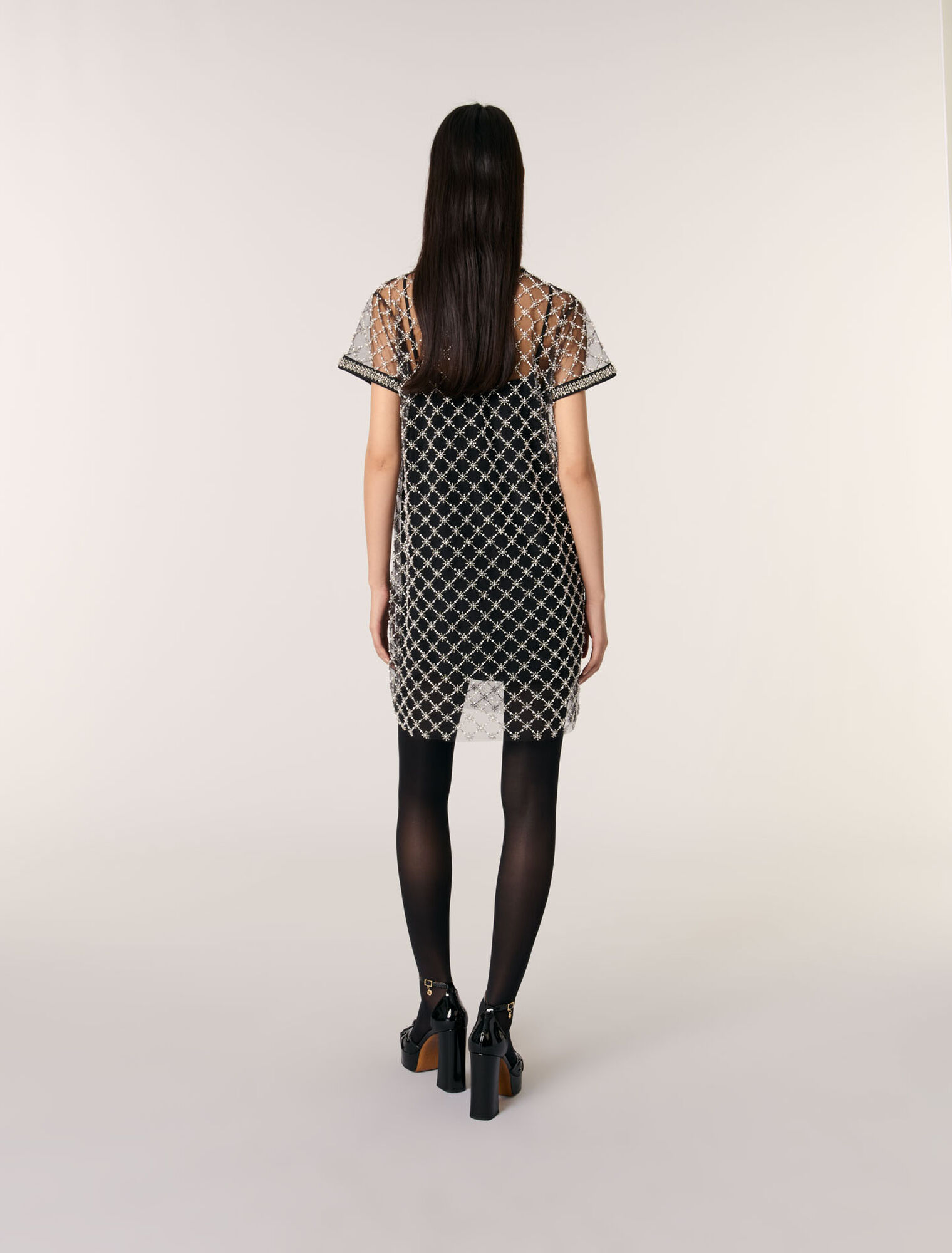 Short embroidered tulle dress