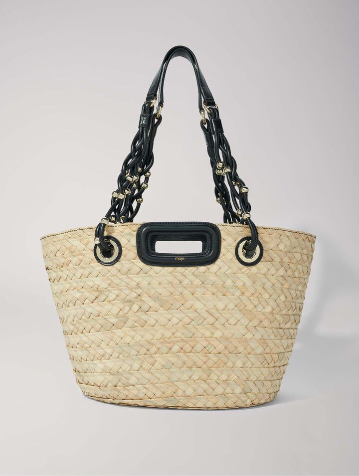 Woven raffia basket bag