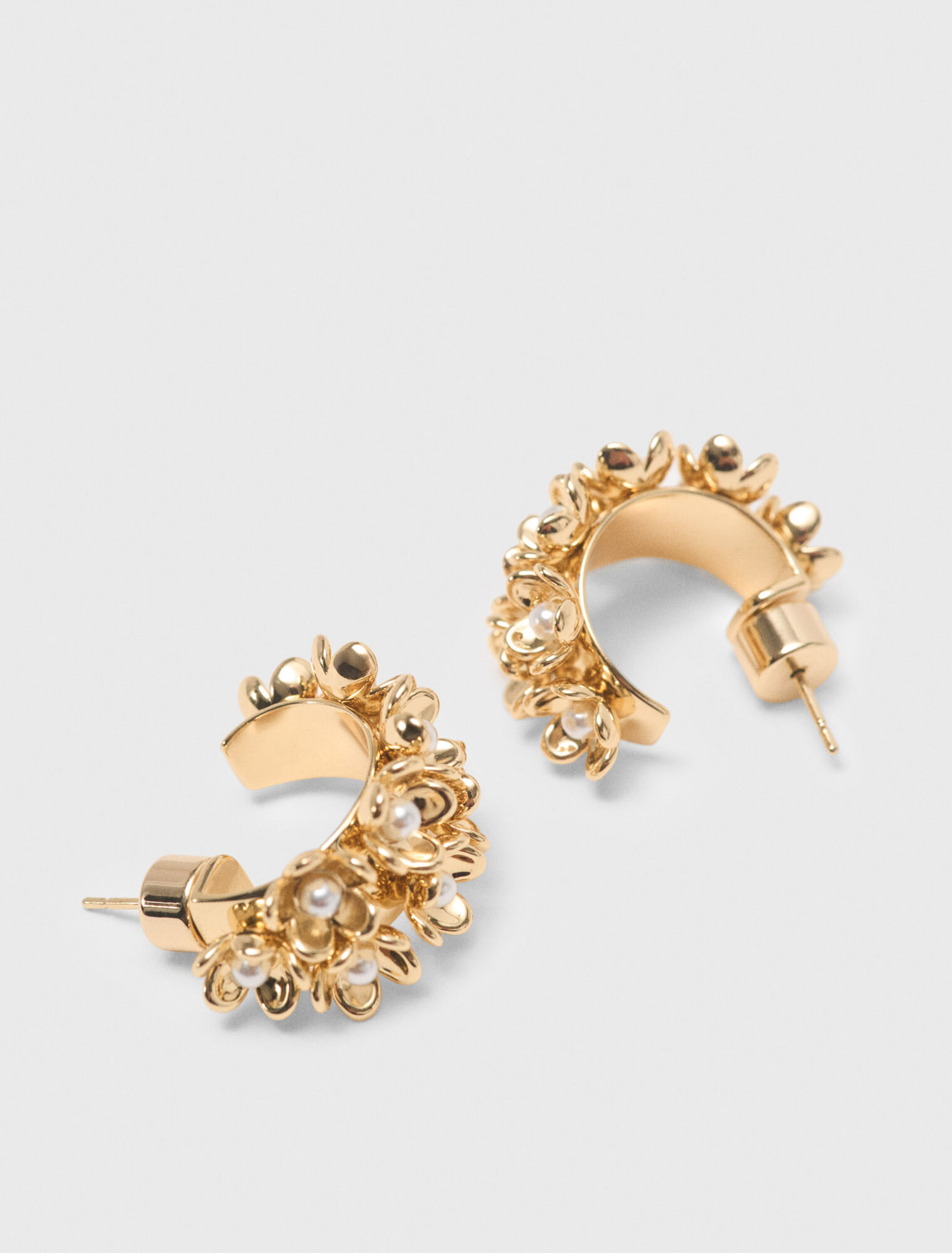 Rhinestone flower hoop earrings