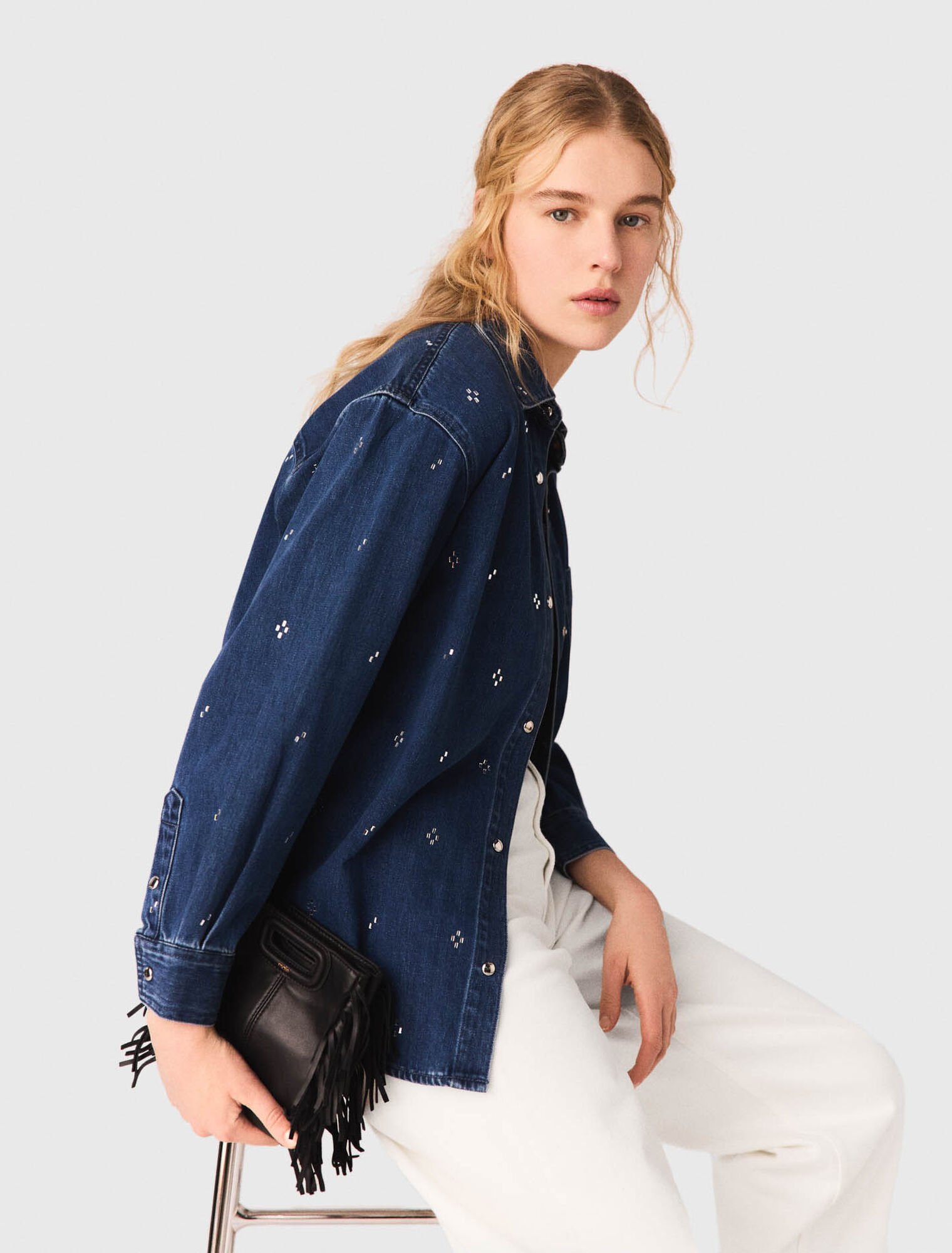 Rhinestone denim shirt