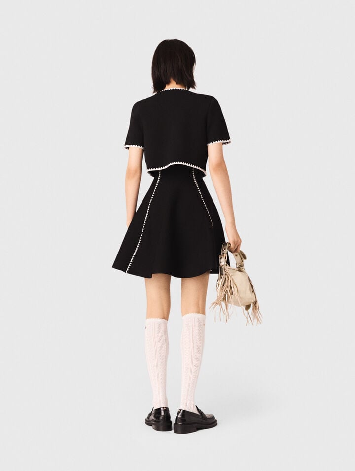 Topstitched cropped cardigan