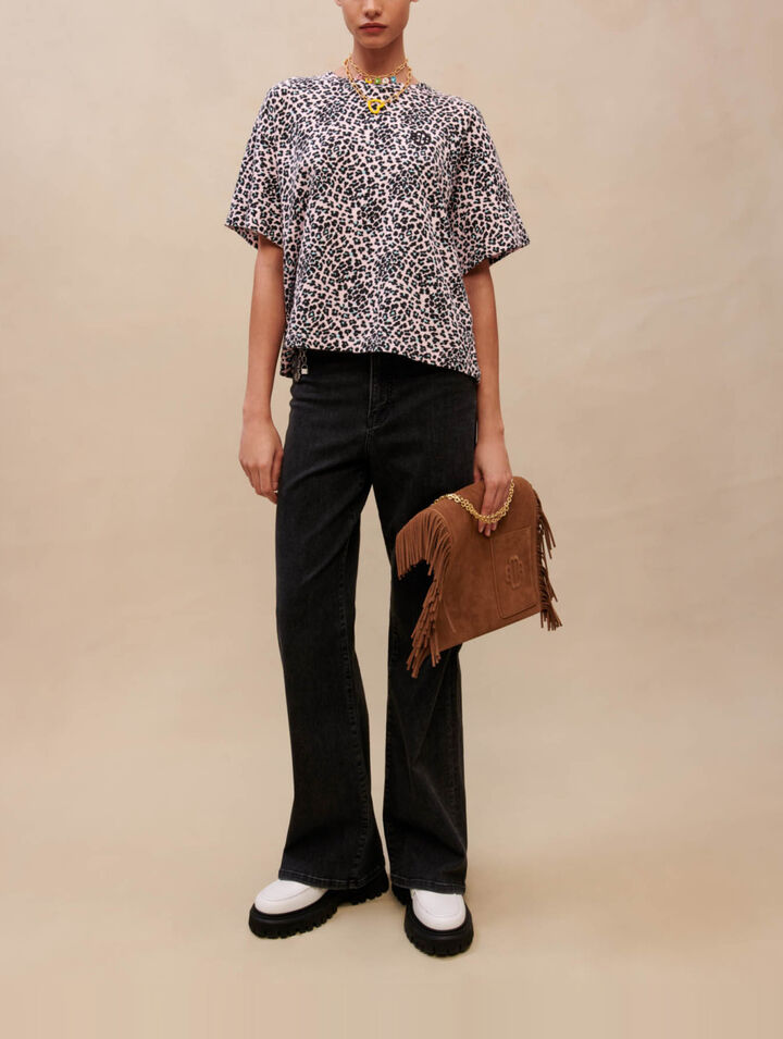 Leopard print cotton T-shirt