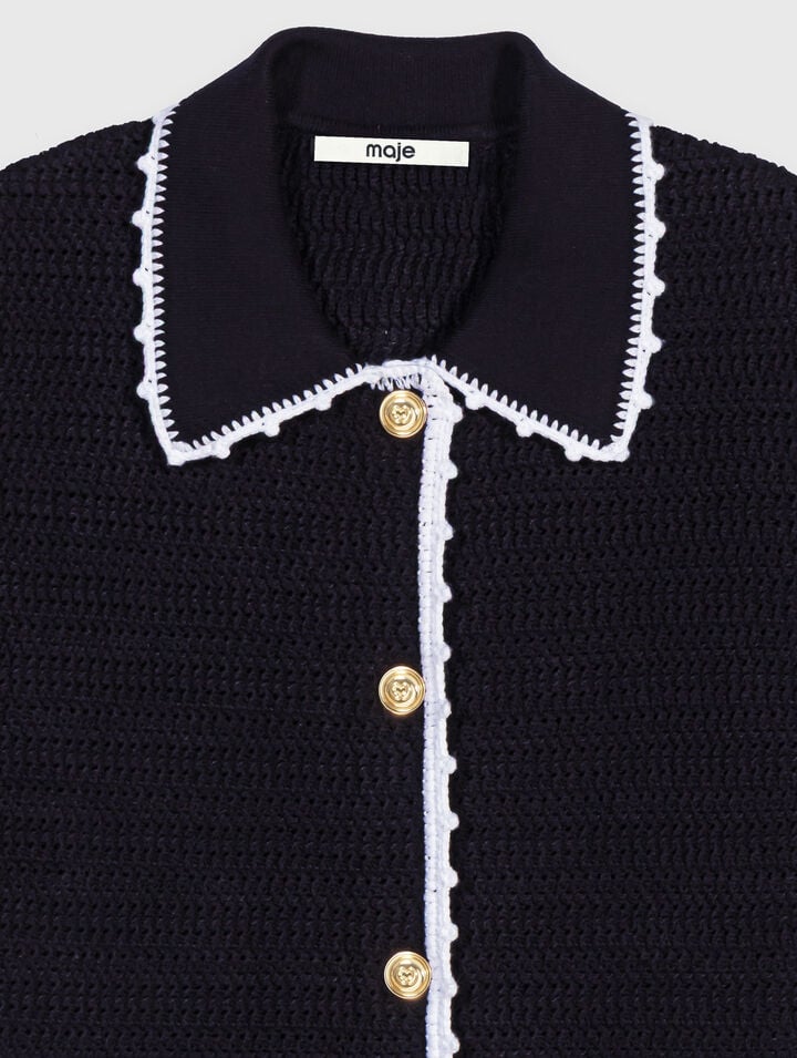 Cardigan with crochet trim