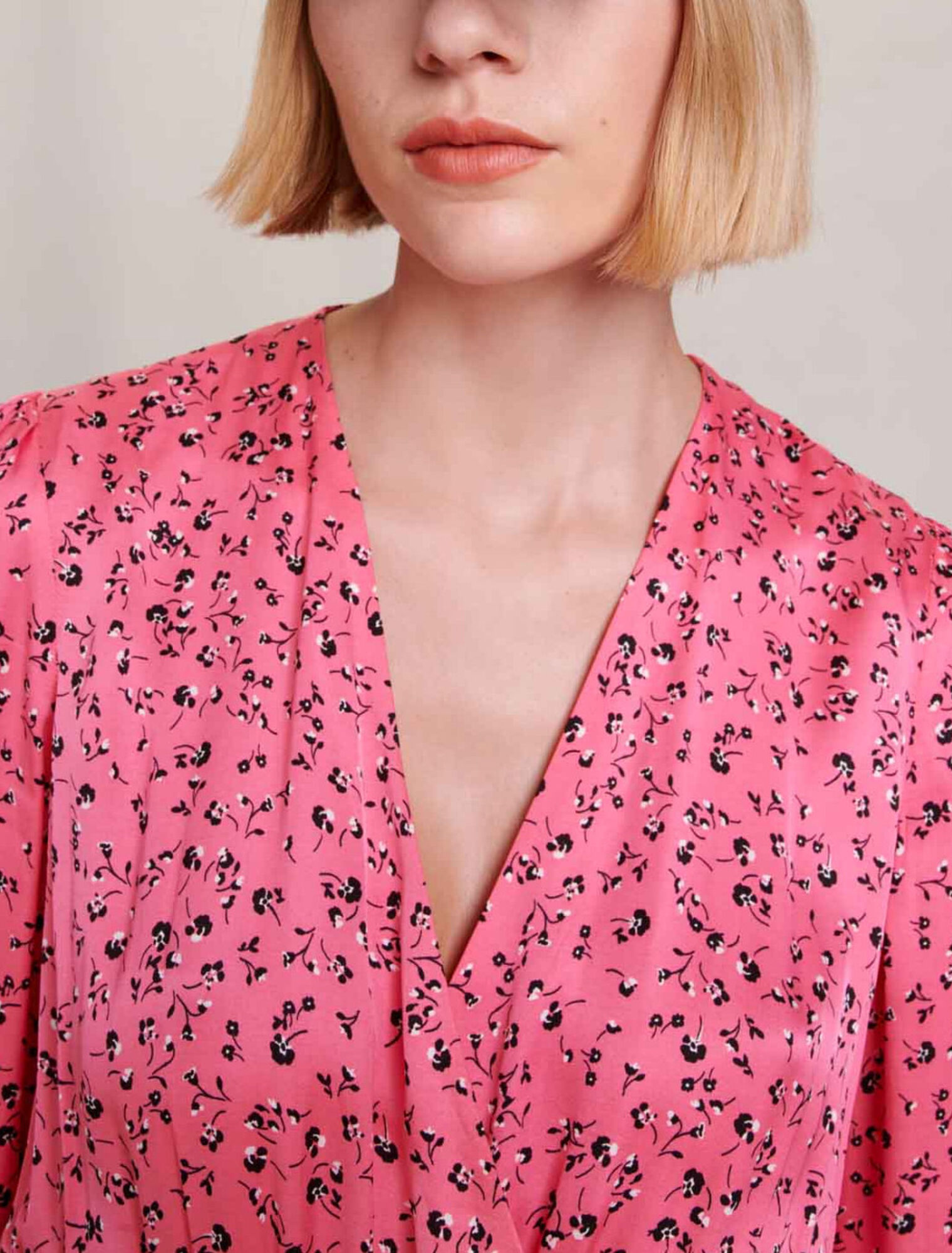 Floral print midi-length dress