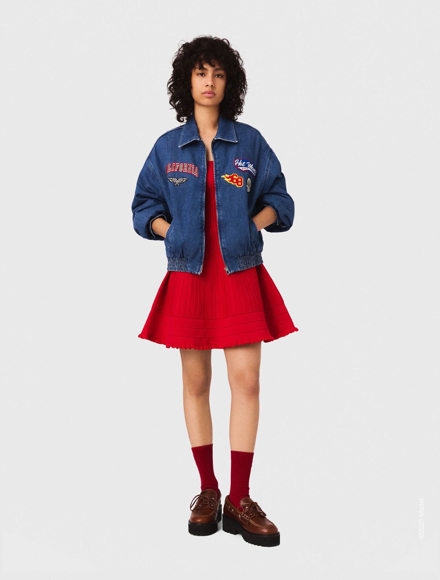 Oversized embroidered denim jacket