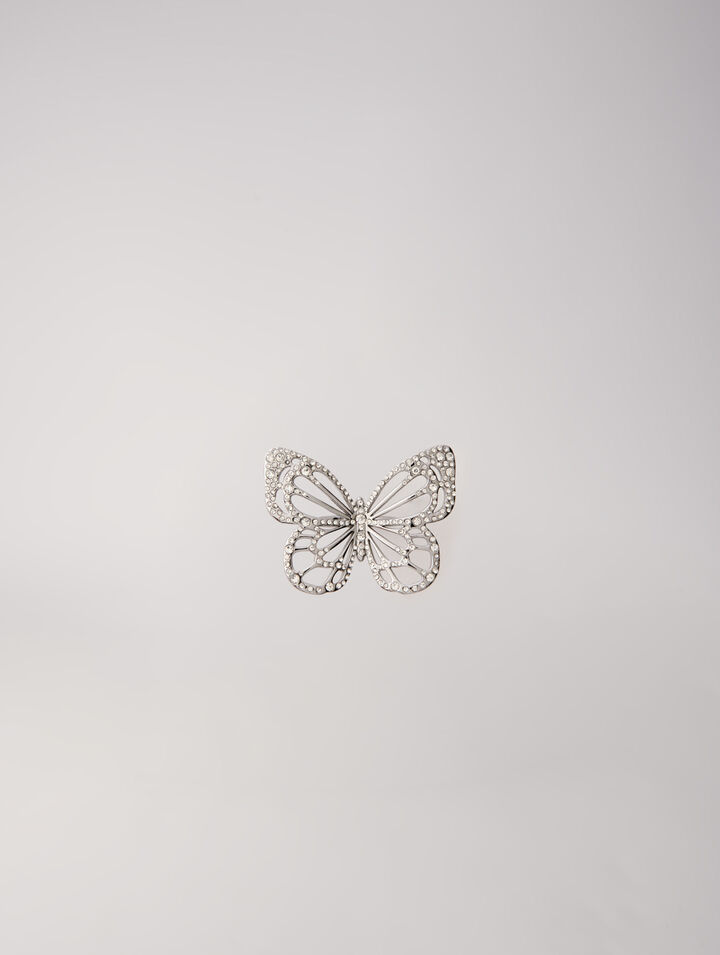 Rhinestone butterfly ring