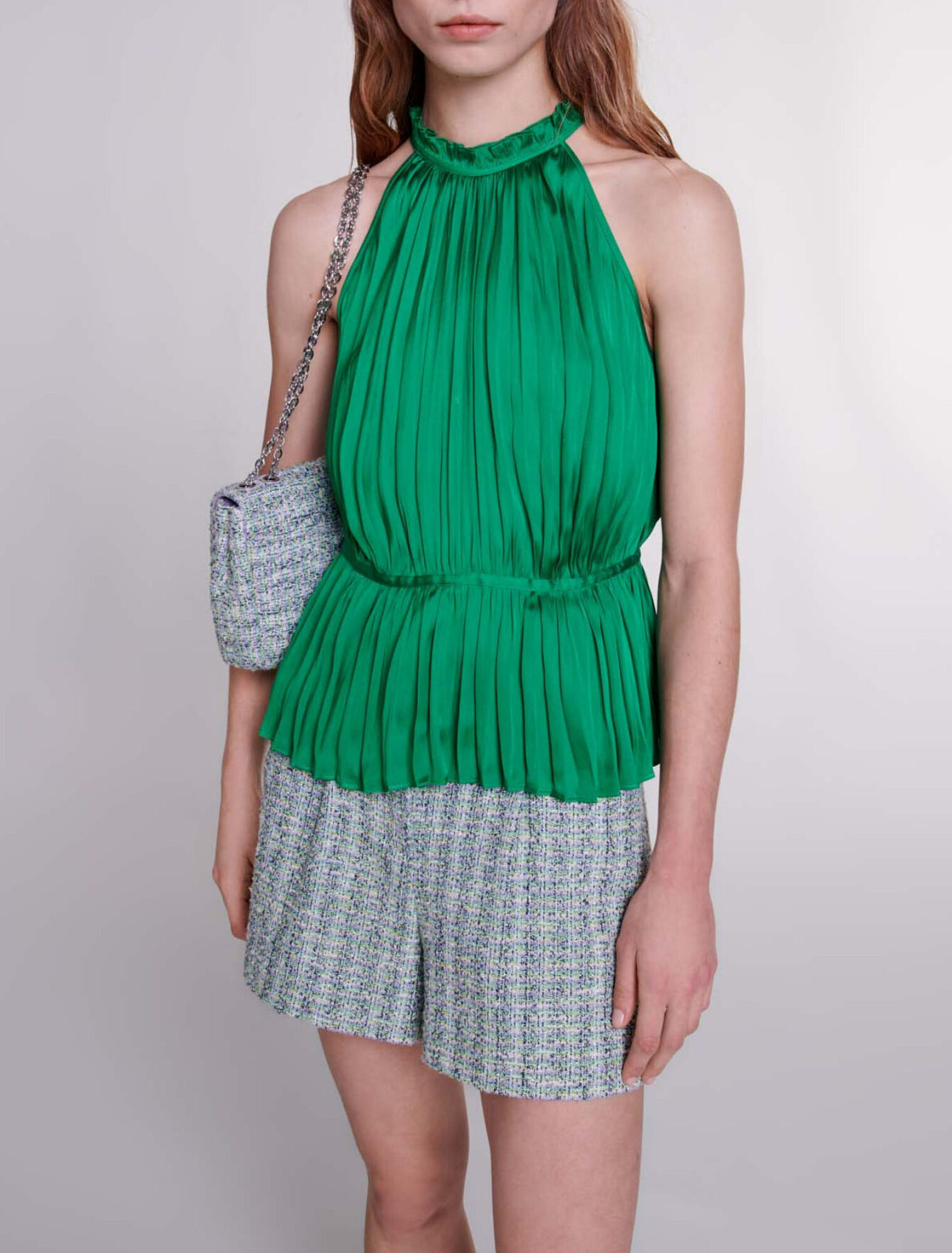 Pleated satin top