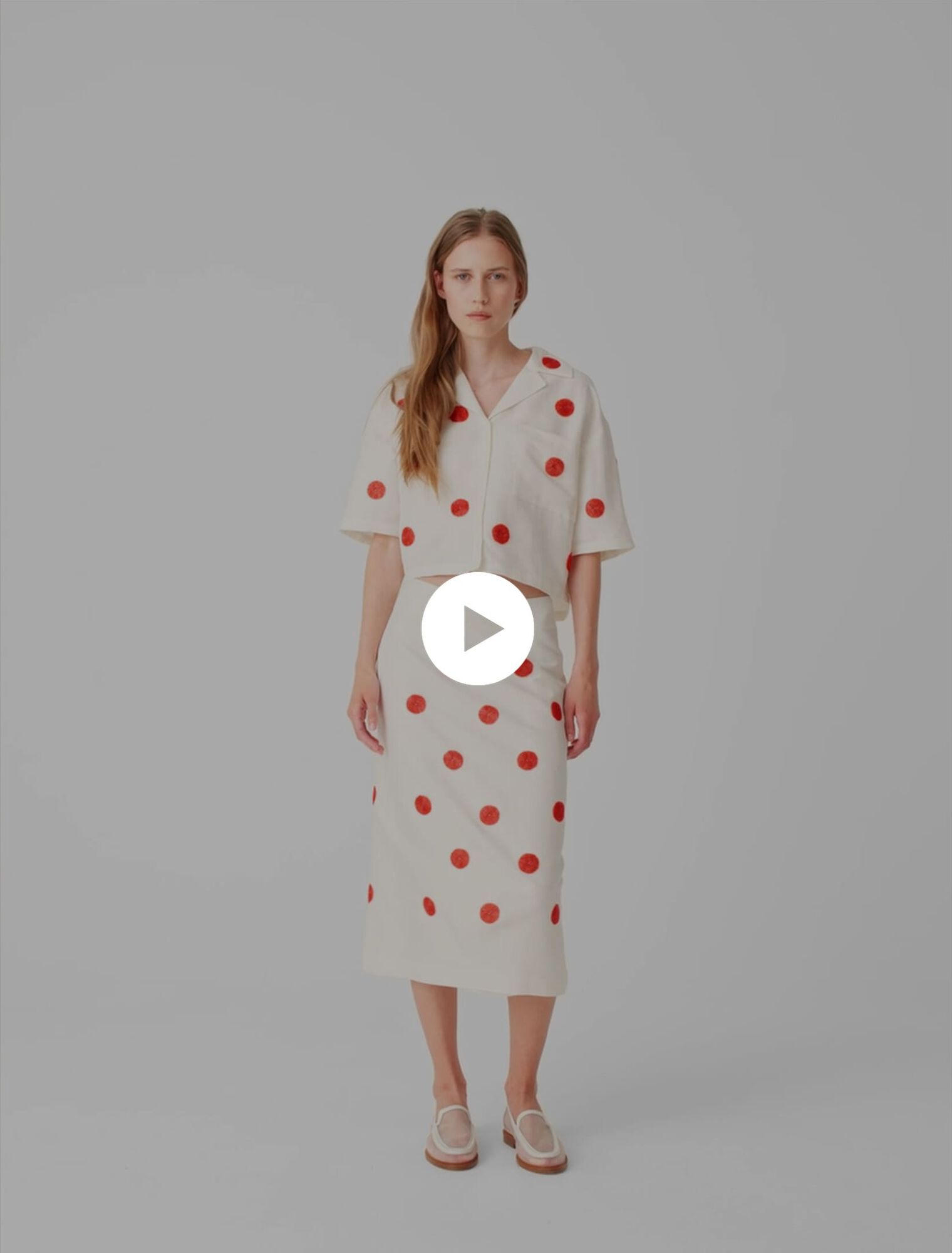 Embroidered linen-silk pencil skirt