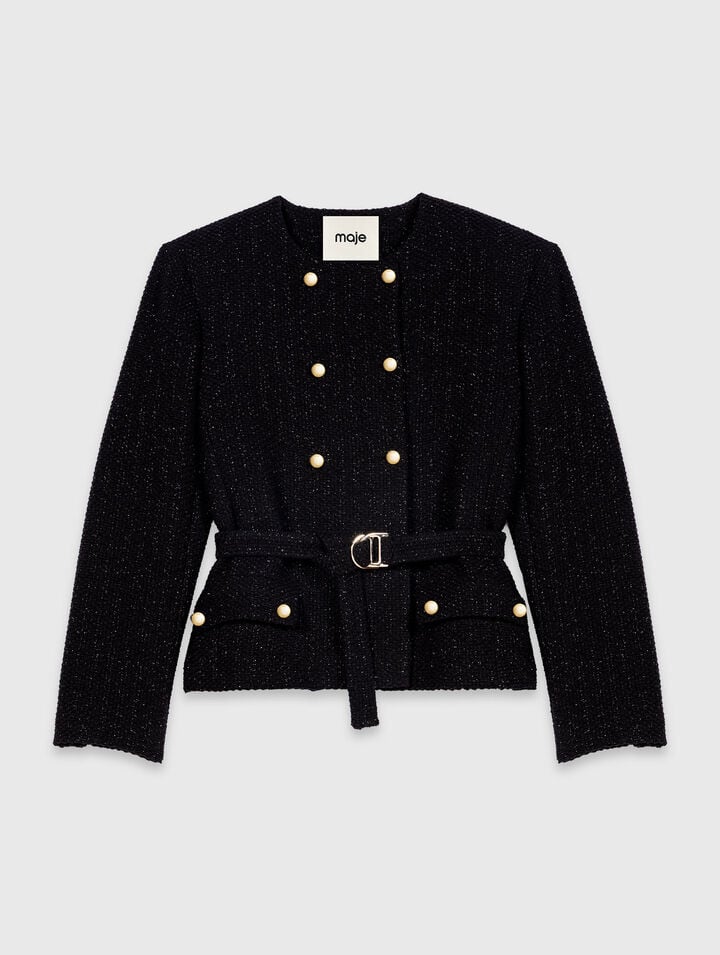 Mid-length double-breasted jacket