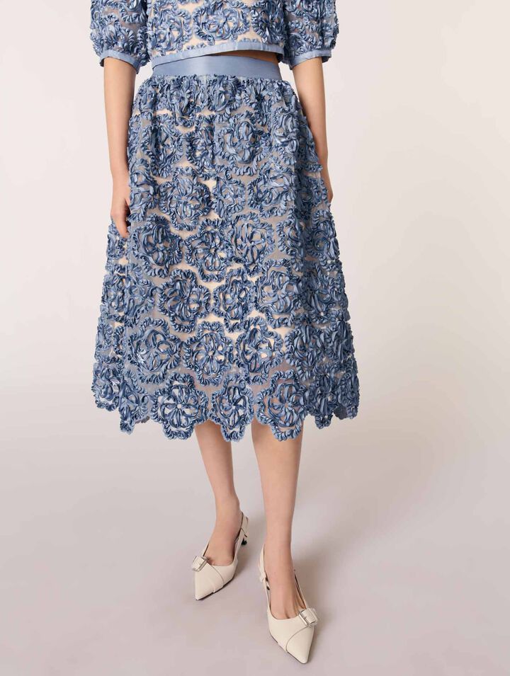 Floral organza maxi skirt
