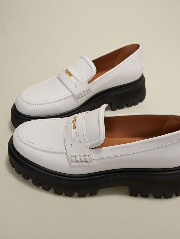 Leather platform loafers