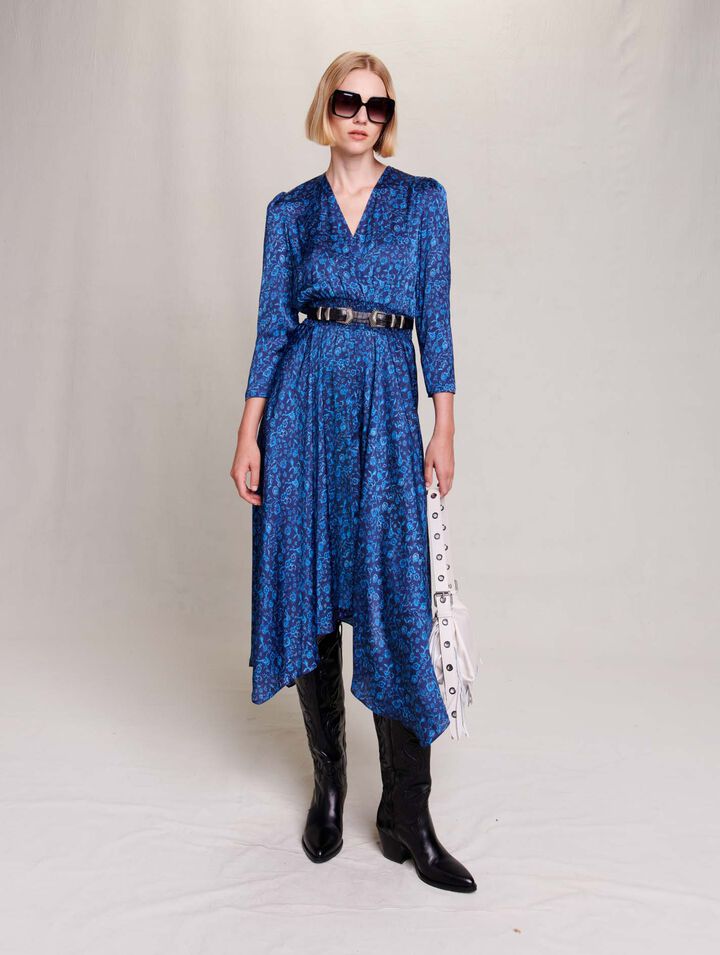 Organic print midi-length dress