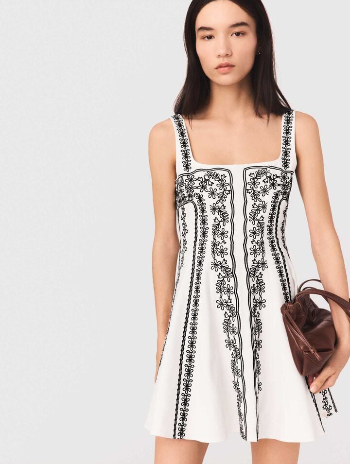 Short embroidered strap dress