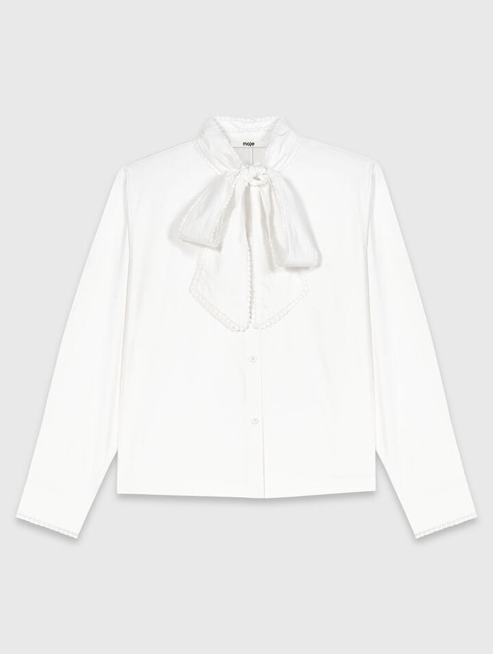 Shirt with removable pussy bow