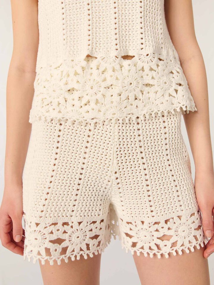 Crochet-knit shorts