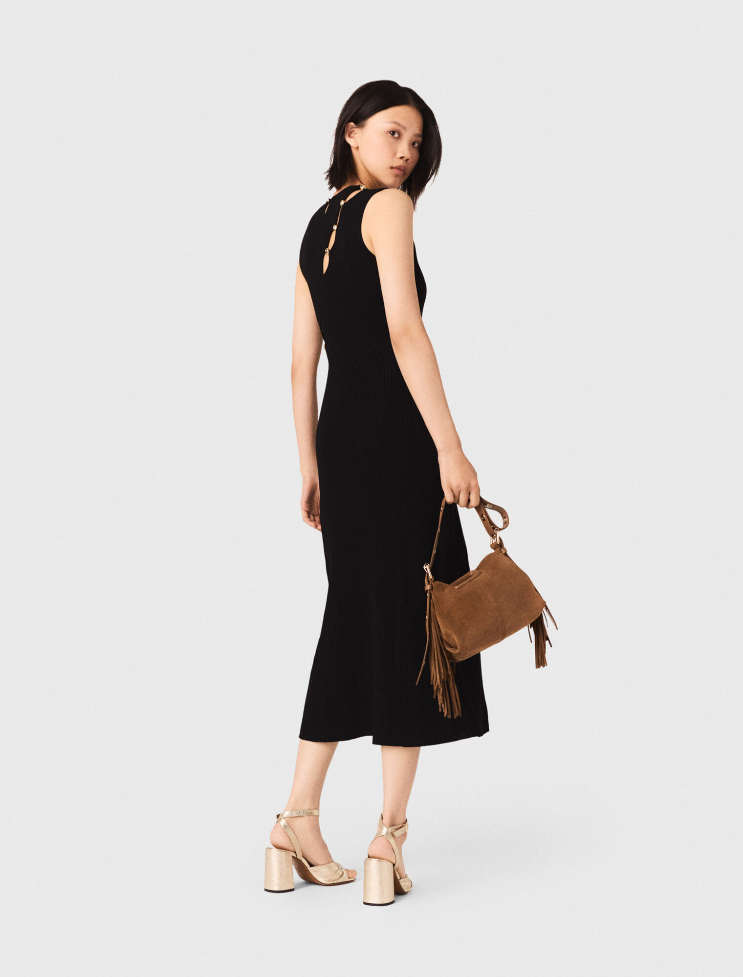 Cutaway rib knit maxi dress