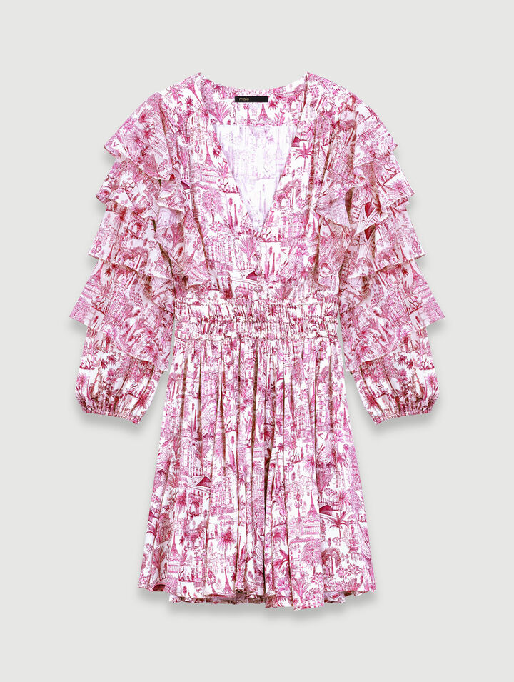 Patterned ruffled dress