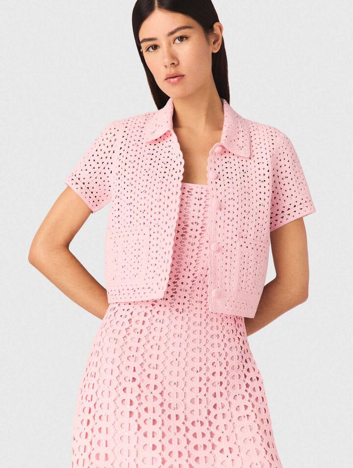 Rhinestone crochet cardigan