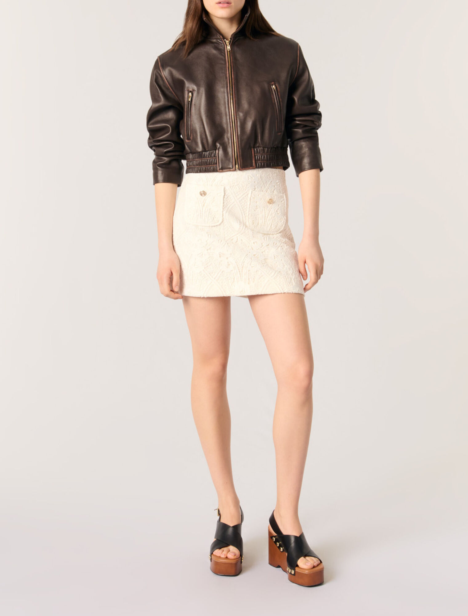 Short guipure skirt