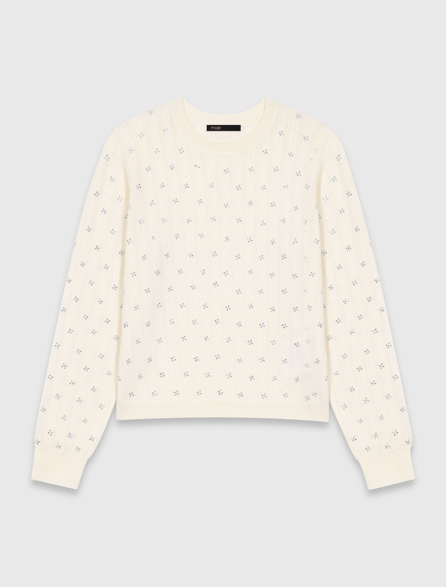 Rhinestone-front cardigan