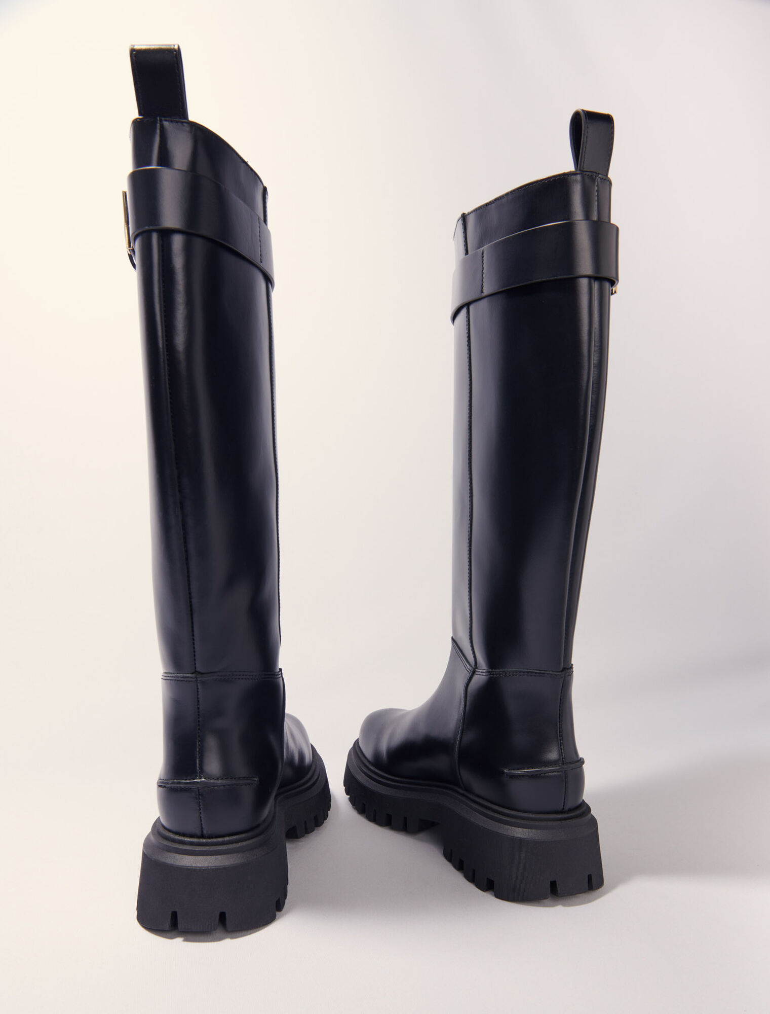 Buckled leather boots