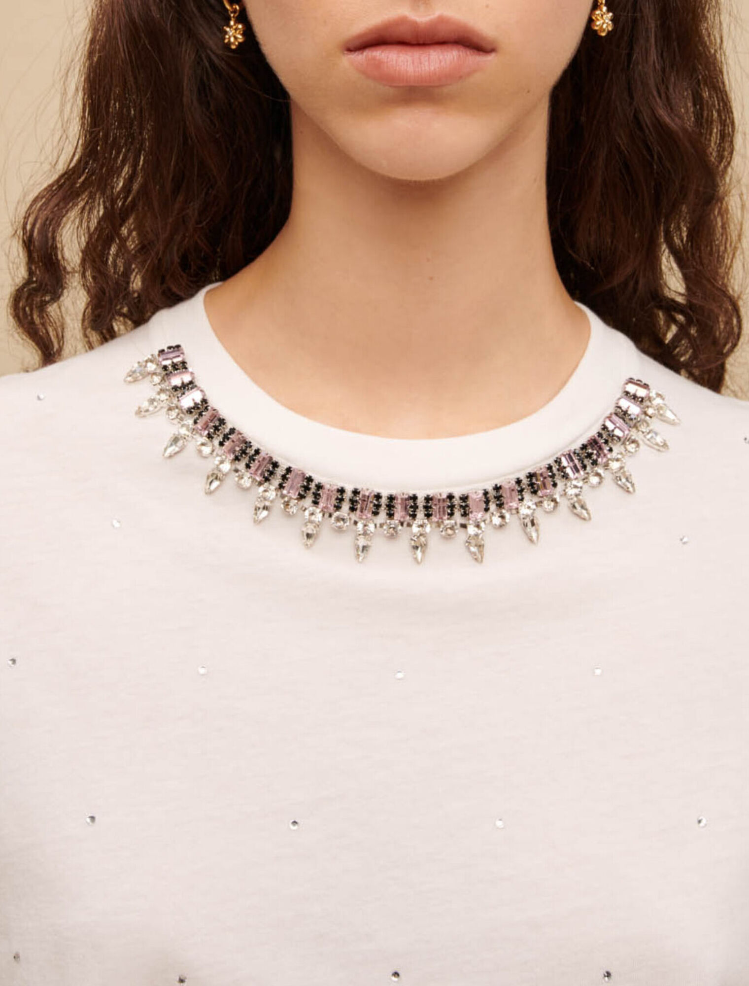 Jersey T-shirt with diamanté
