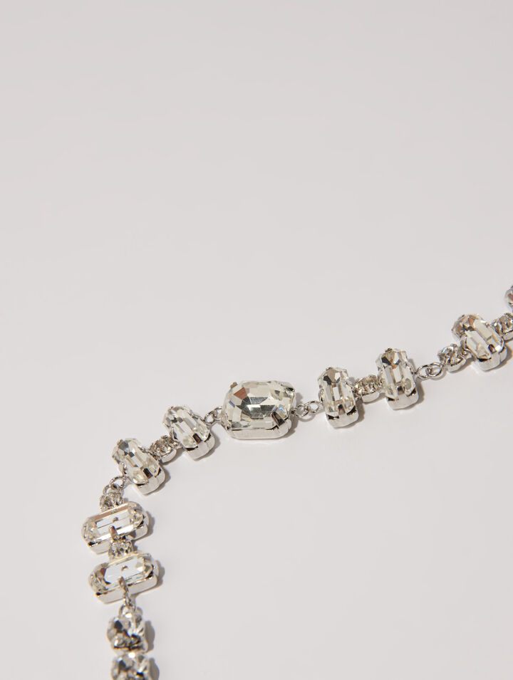 Silver rhinestone choker necklace