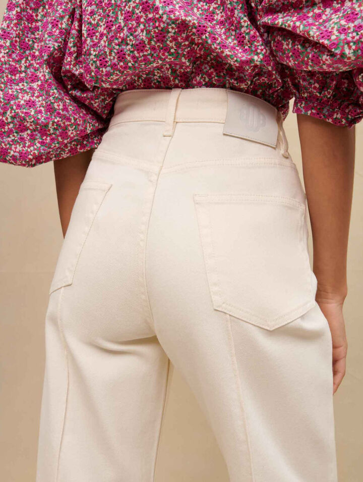 Wide-leg pants with side buttons