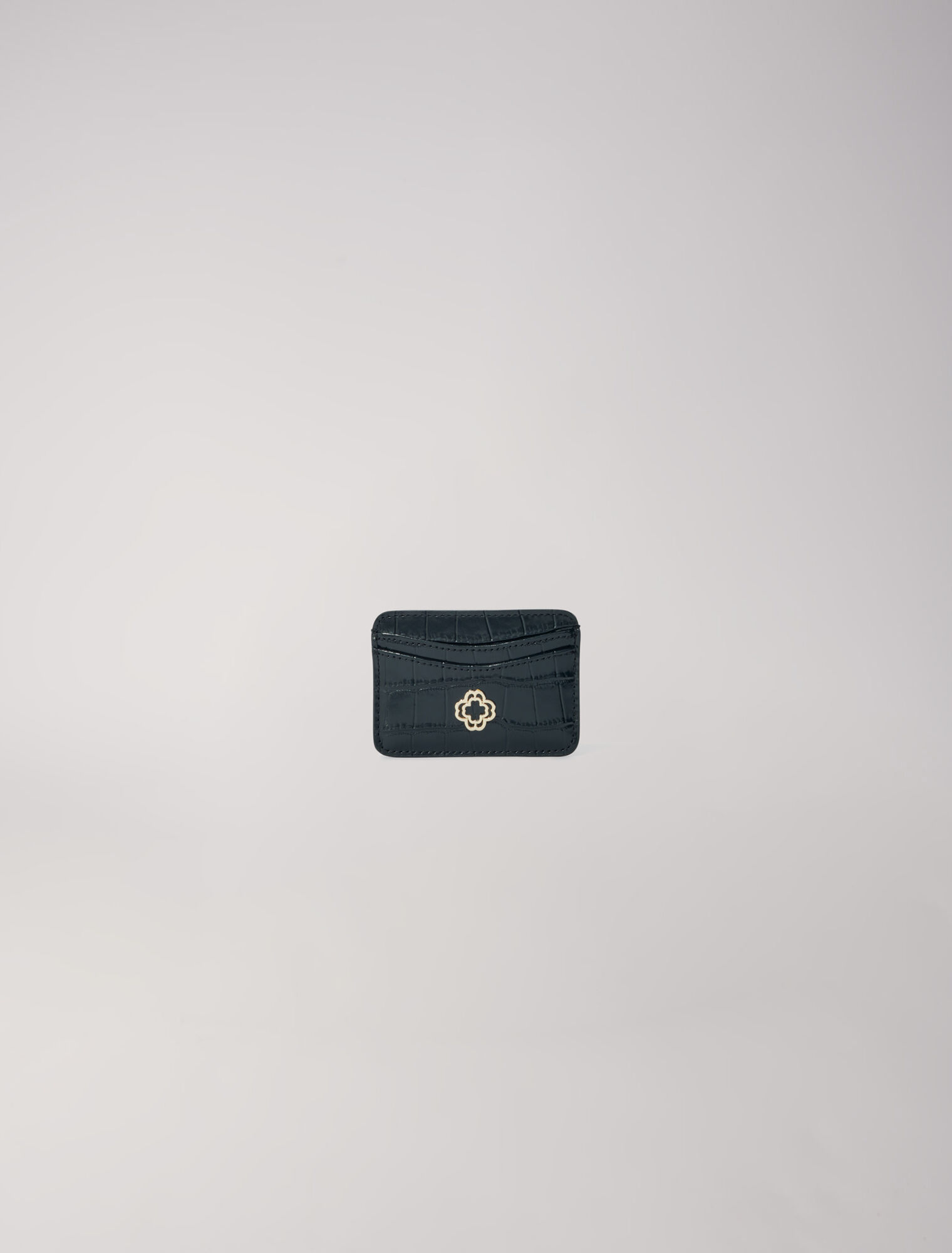Mock croc embossed leather card case