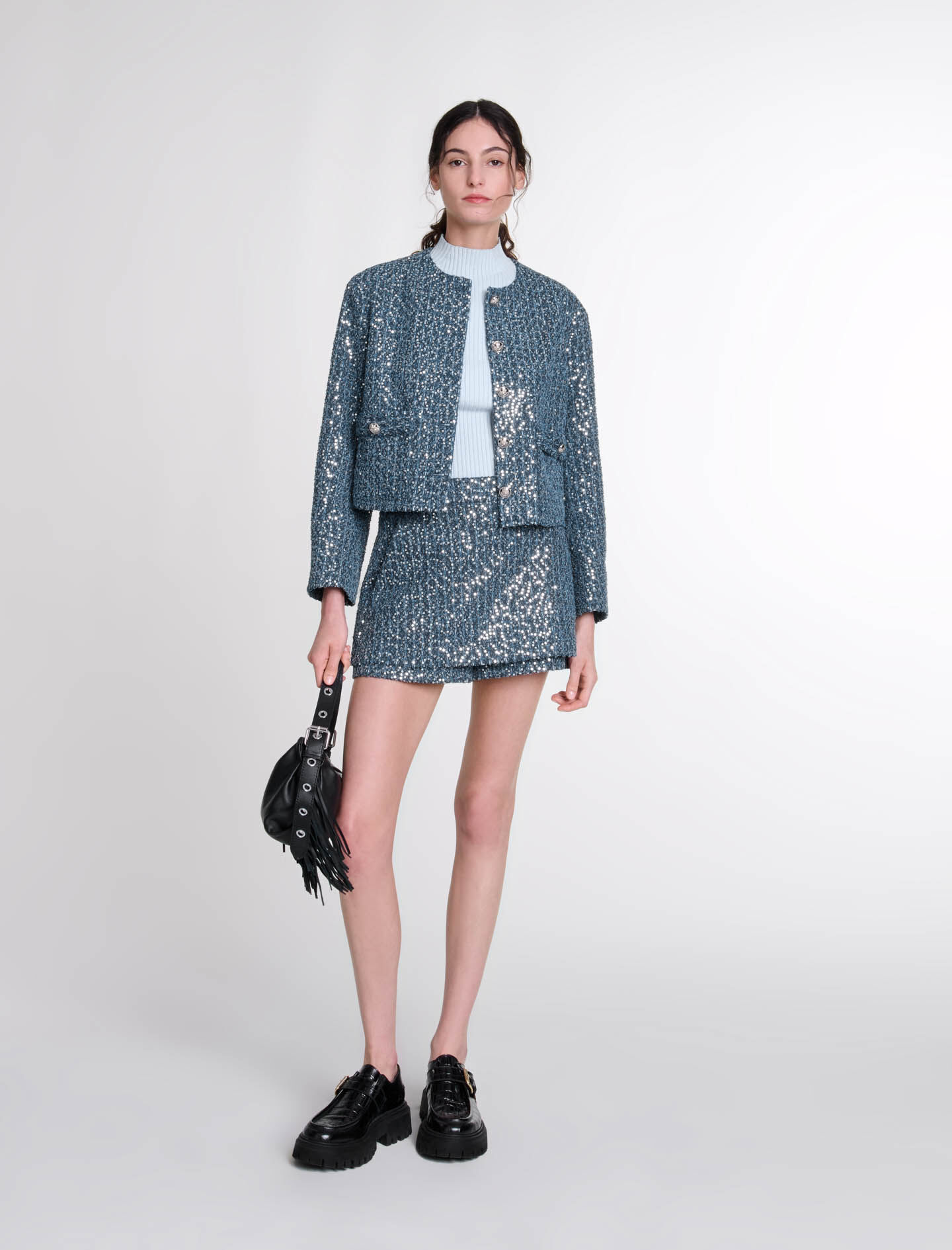 Trendy Women s Blazers Jackets Biker Tailored Tweed Maje
