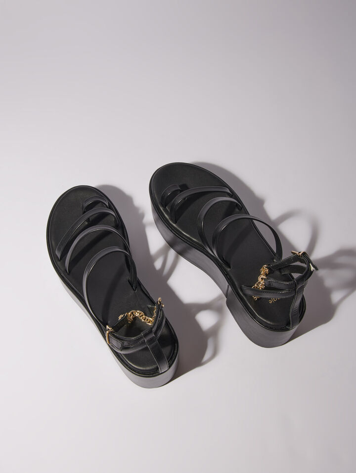 Leather platform sandals