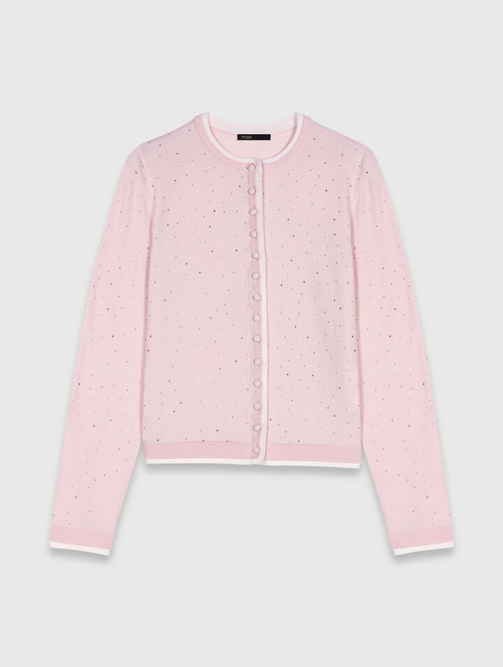 100% wool cardigan with rhinestones