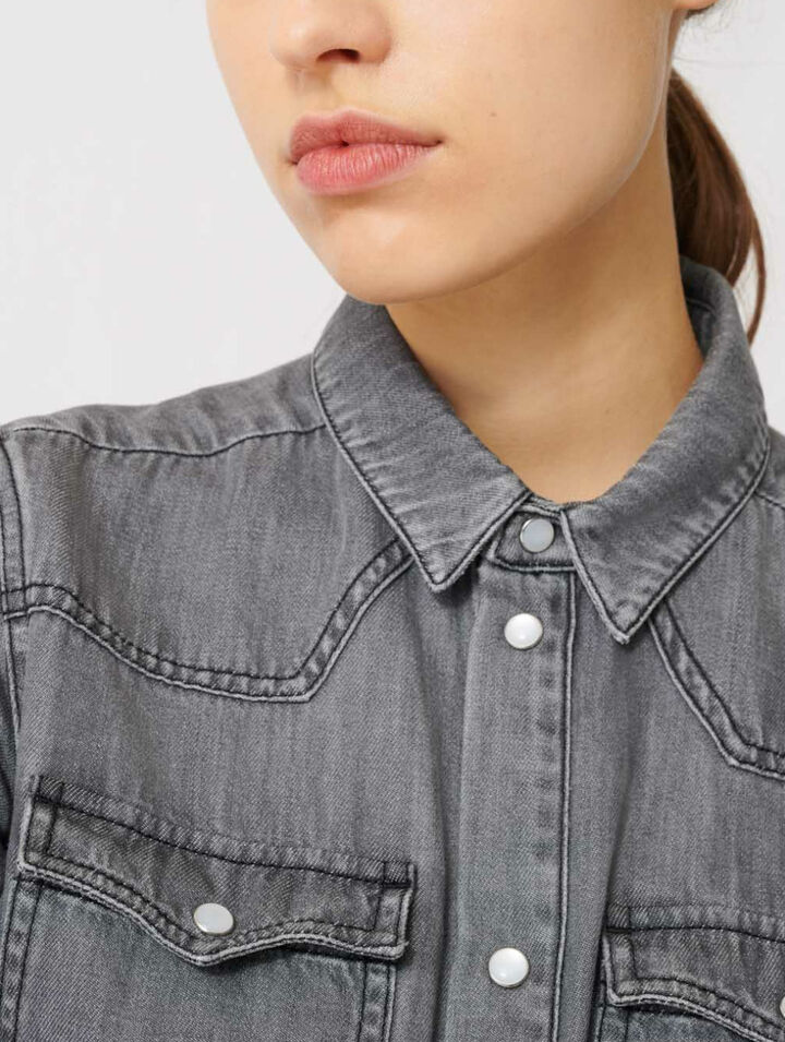 Trompe-l'oeil effect denim jumpsuit