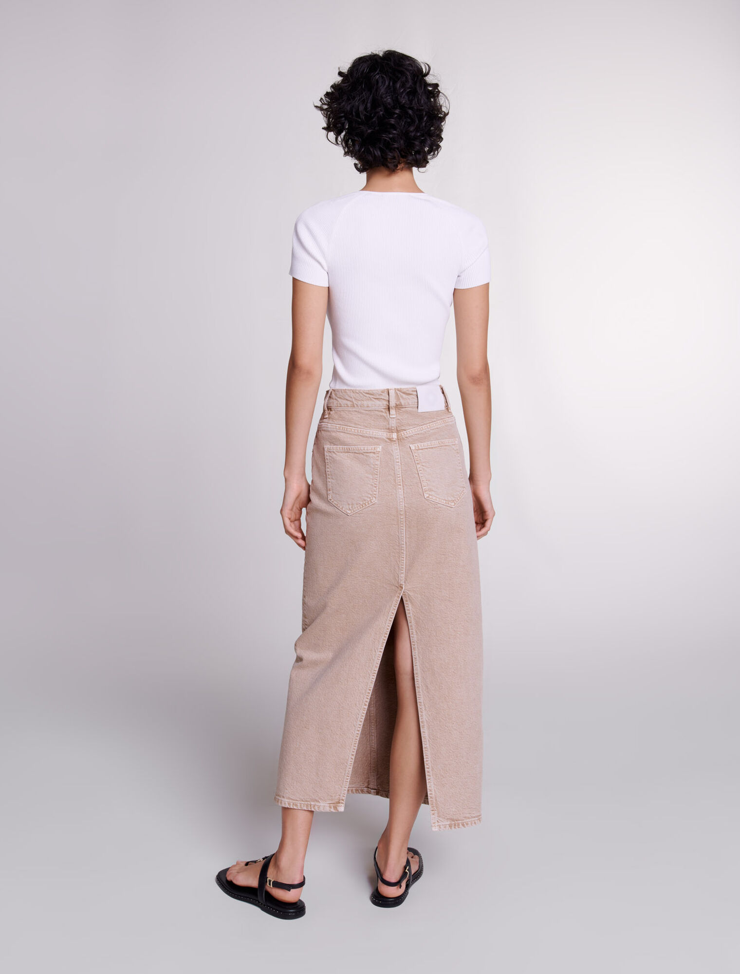 Long denim skirt