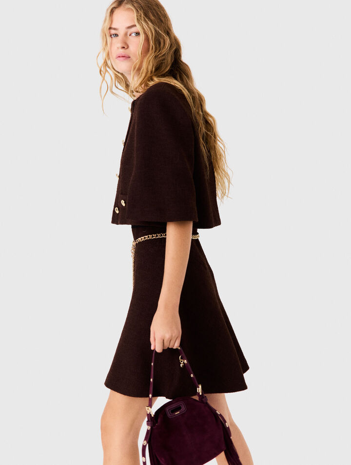 2-in-1 tweed cape dress