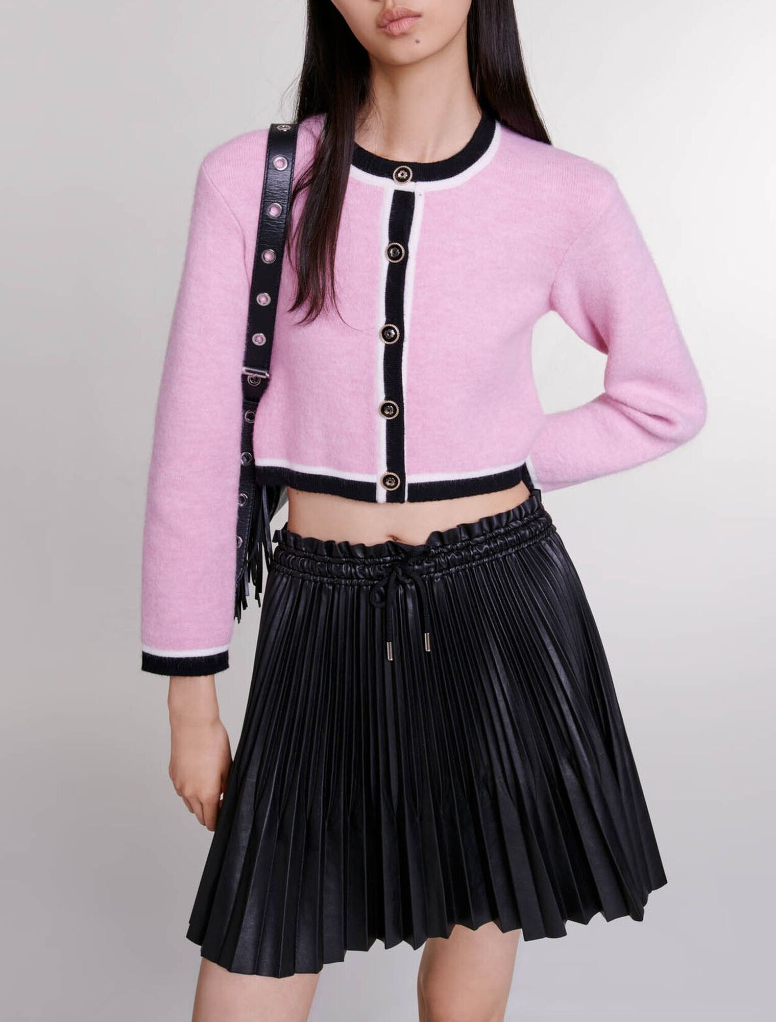 Cropped knit cardigan